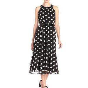 Tommy Hilfiger Black Polka Dot Sleeveless Midi Dress